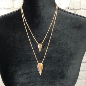 Boho multi layered necklace w/ arrowhead pendants